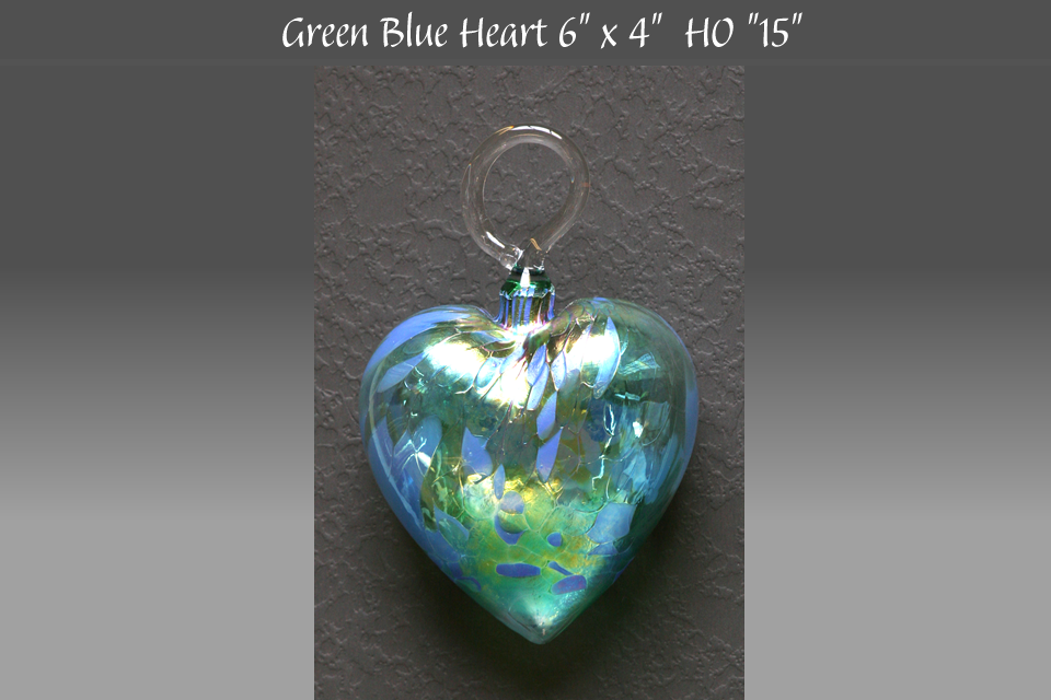 Vines Art Glass Heart Ornaments