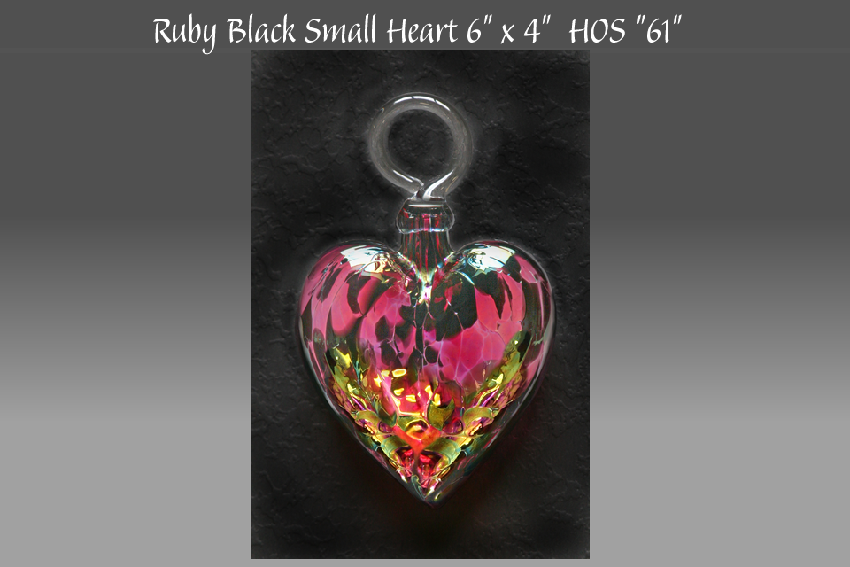 Vines Art Glass Heart Ornaments