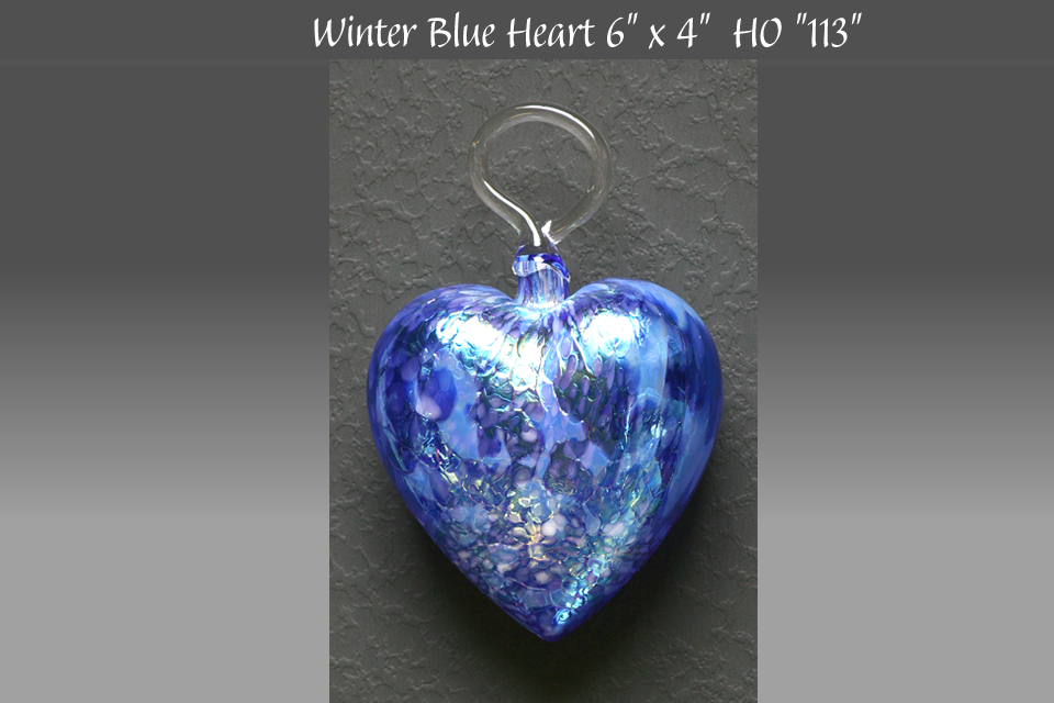 Vines Art Glass Heart Ornaments